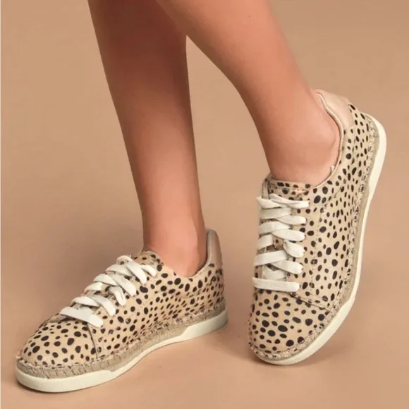Leopard Animal Print Genuine Cow Hide Leather Dolce Vita Sneakers Espadrille 7.5 - Picture 3 of 10